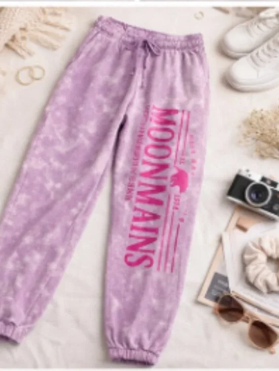 Purple Tie Dye Joggers đź’ś Graphic Sweatpants L | Bloom POP - Picture 8 of 9